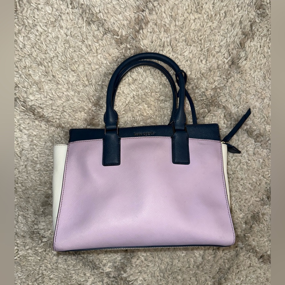 Kate Spade Pink & Navy Leather Satchel Crossbody Purse